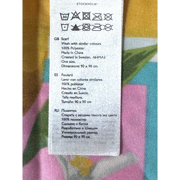 Pink Lemon Print Square Scarf | 90x90cm Summer Fruit Wrap Accessory - Picture 3 of 4